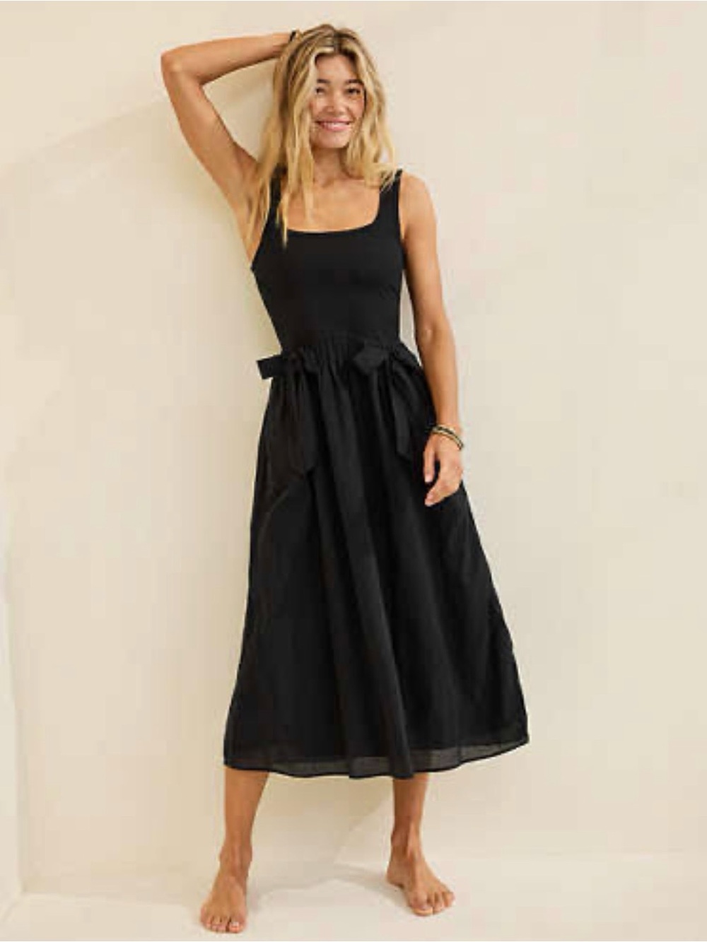 Aerie Lightweight Linen Coastal Cottage Flowy Boho Chic Sleeveless Midi Dress XS